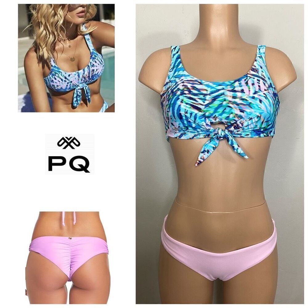 New. Pilyq pink and blue bikini set. Medium. Retails $198